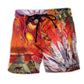Native Fire Spirit Red Art - Beach Short