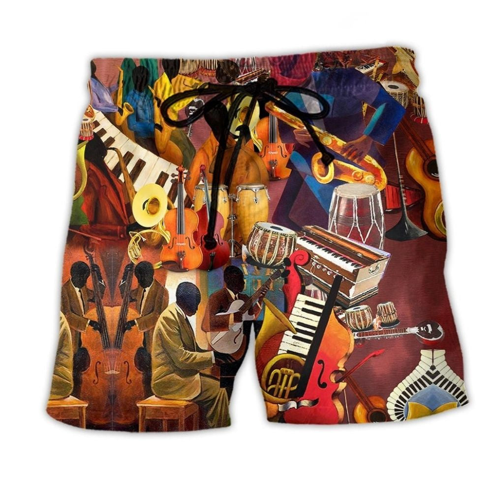 Jazz Melody Of Time Art - Beach Short