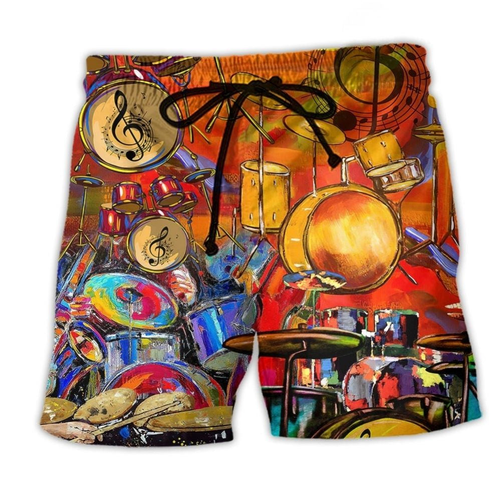 Drummer Life Quote Music Art - Beach Short