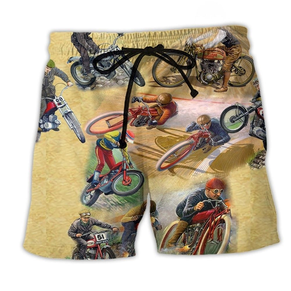 Vintage Motorcycle Cool Art - Beach Short