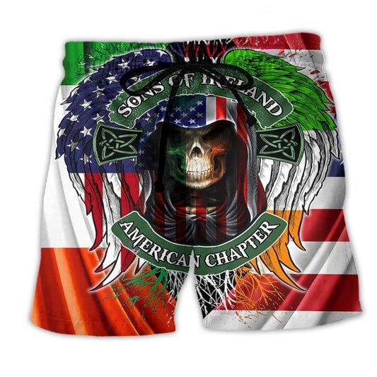 Irish Pride Skull St Patrick Art - Beach Short