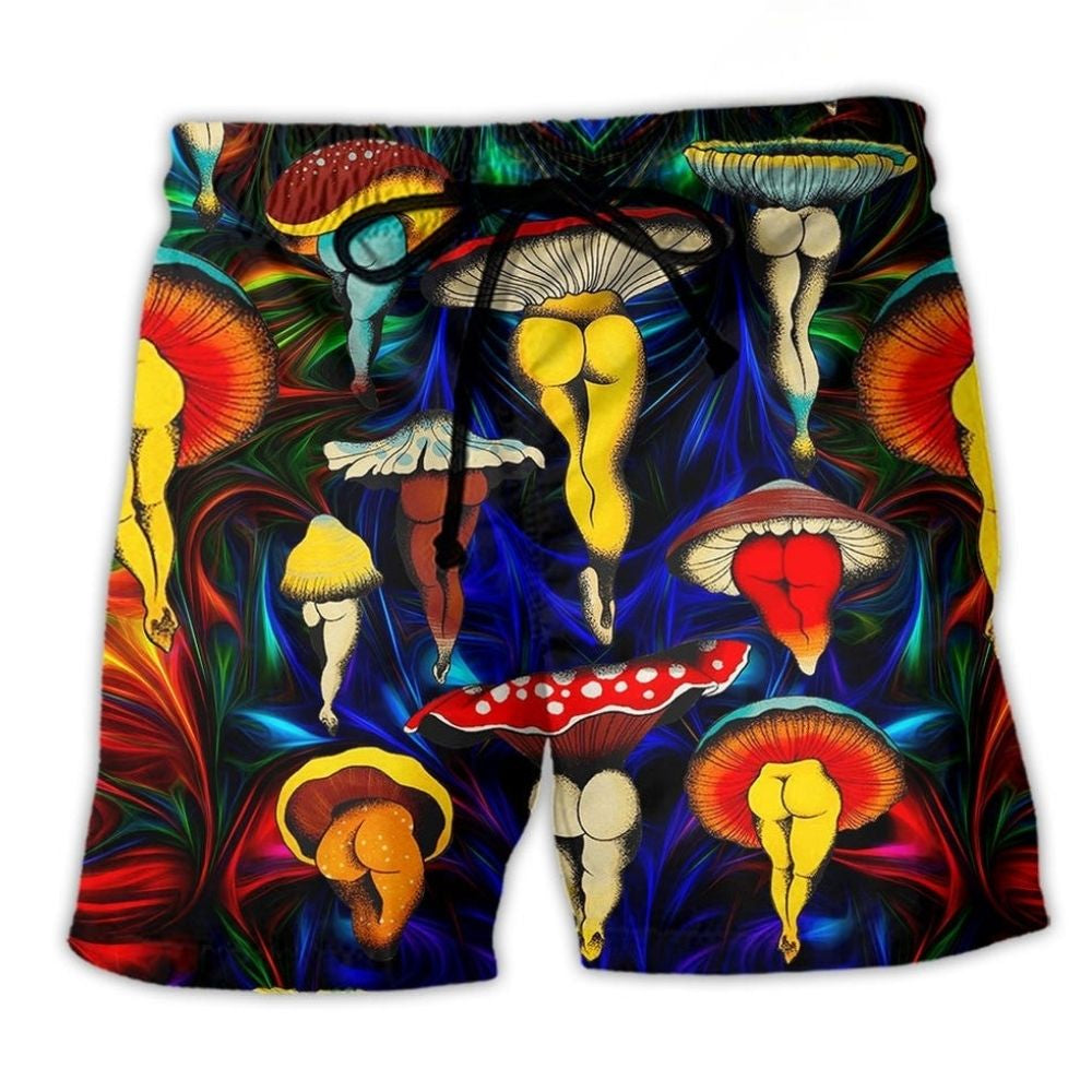 Hippie Love Life Mushroom Art - Beach Short