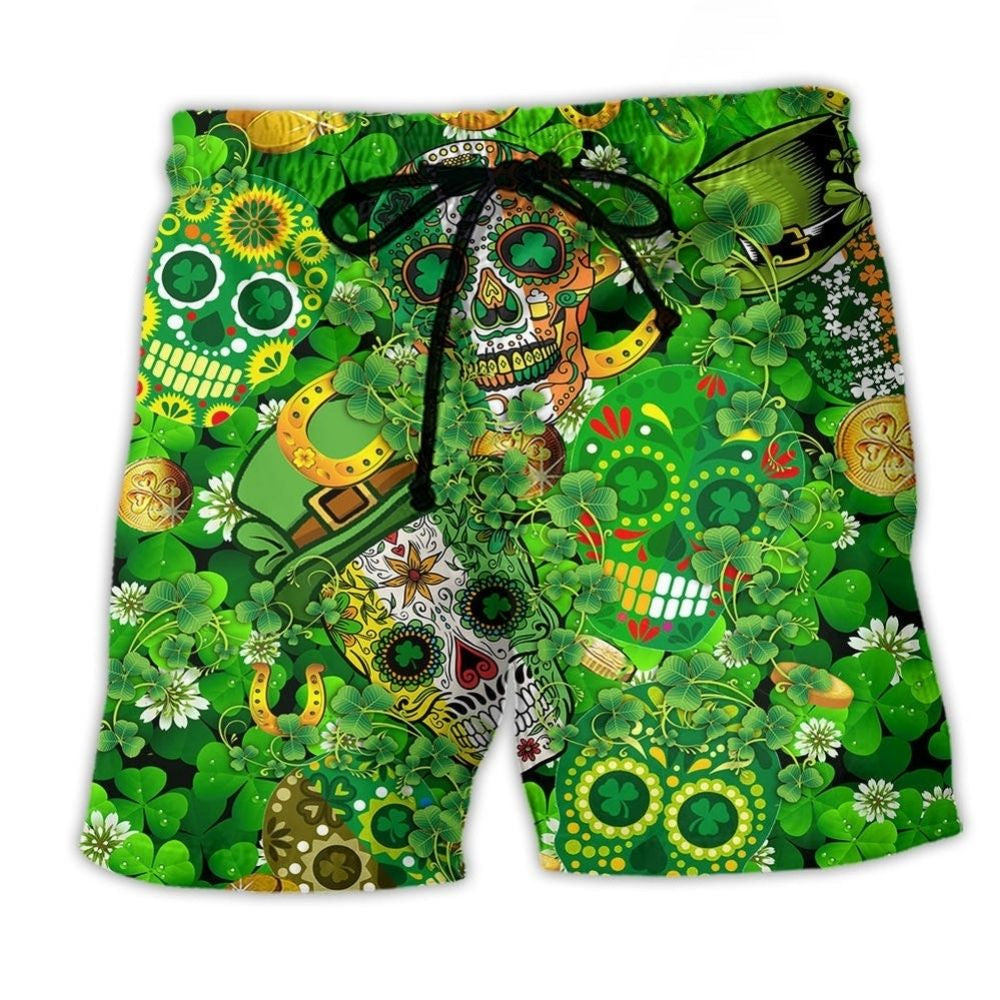 Irish Skull Green Gold Pride - Beach Short
