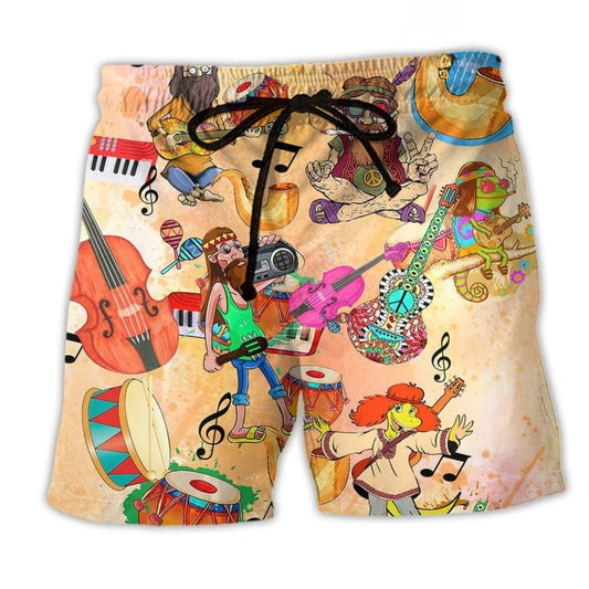 Hippie Music Peace Life Notes - Beach Short