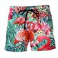 Pink Flamingo Love Color Art - Beach Short