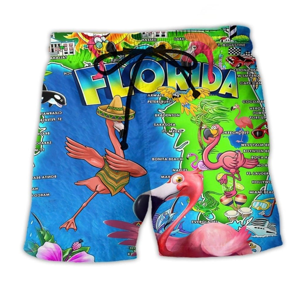 Florida Flamingo Travel Art - Beach Short