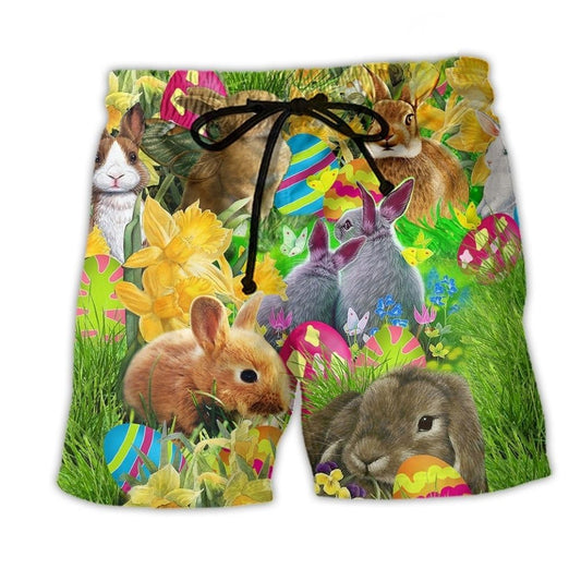 Easter Cute Bunny Color Art - Beach Short