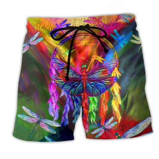Dragonfly Dreamcatcher Love Art - Beach Short