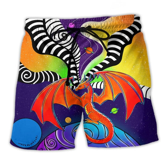 Galaxy Dragon Fantasy Art - Beach Short