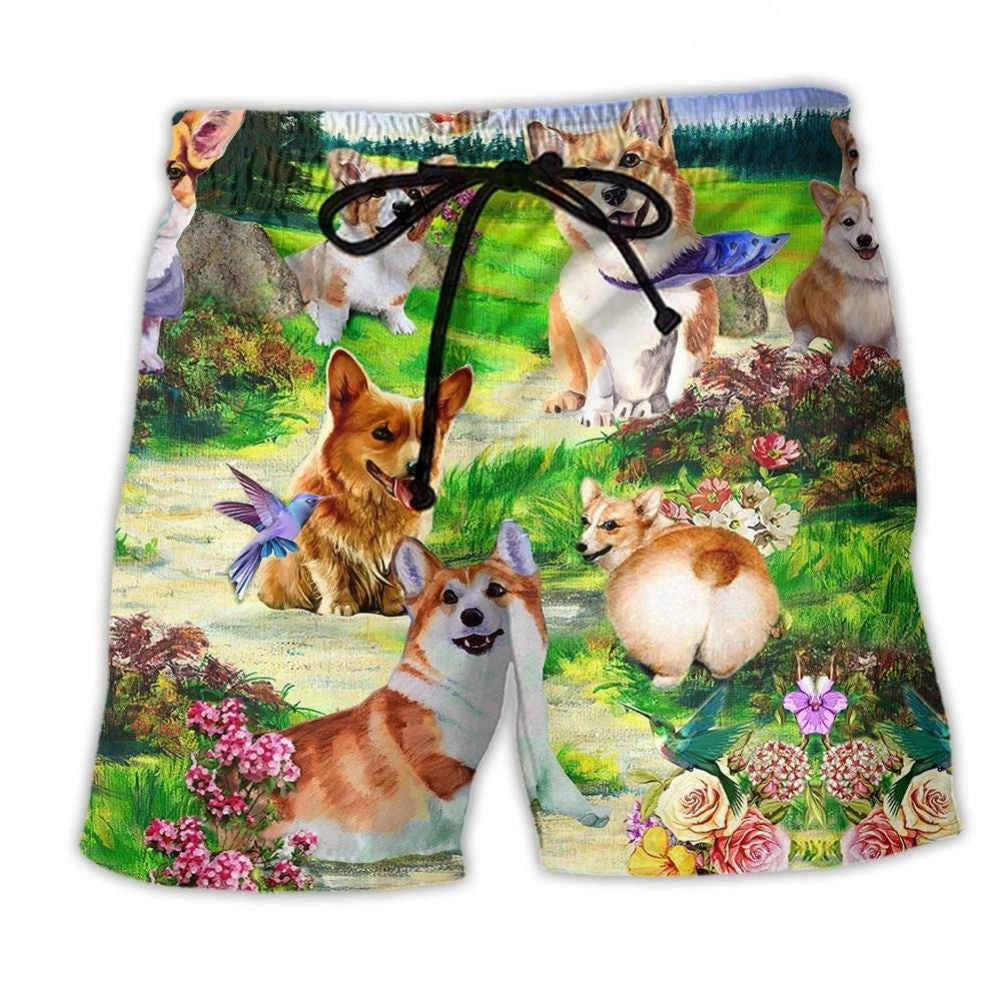 Corgi Life Is Better Quote - Beach Short