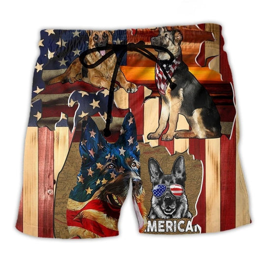 German Shepherd America Protection Art - Beach Short