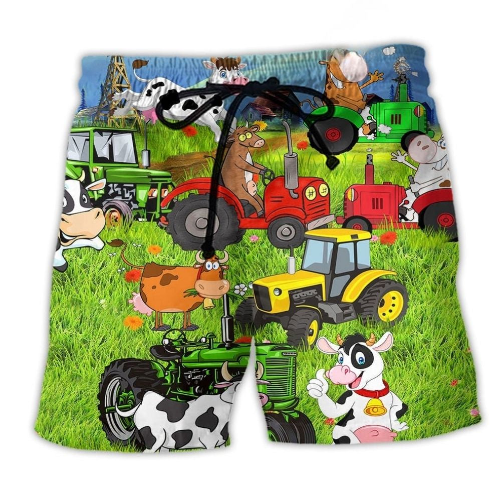 Happy Cow Everyday Life Art - Beach Short