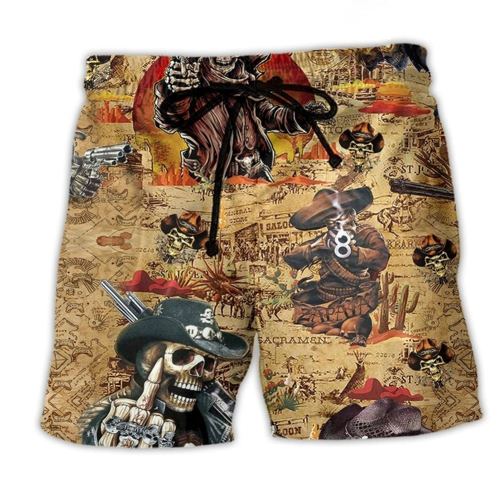 Cowboy Skull Pirate Style - Beach Short