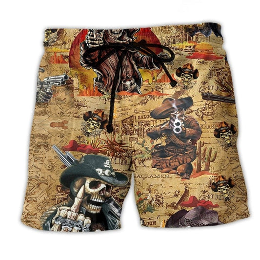 Cowboy Skull Pirate Style - Beach Short