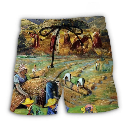 Farm Village Mountain Art - Beach Short