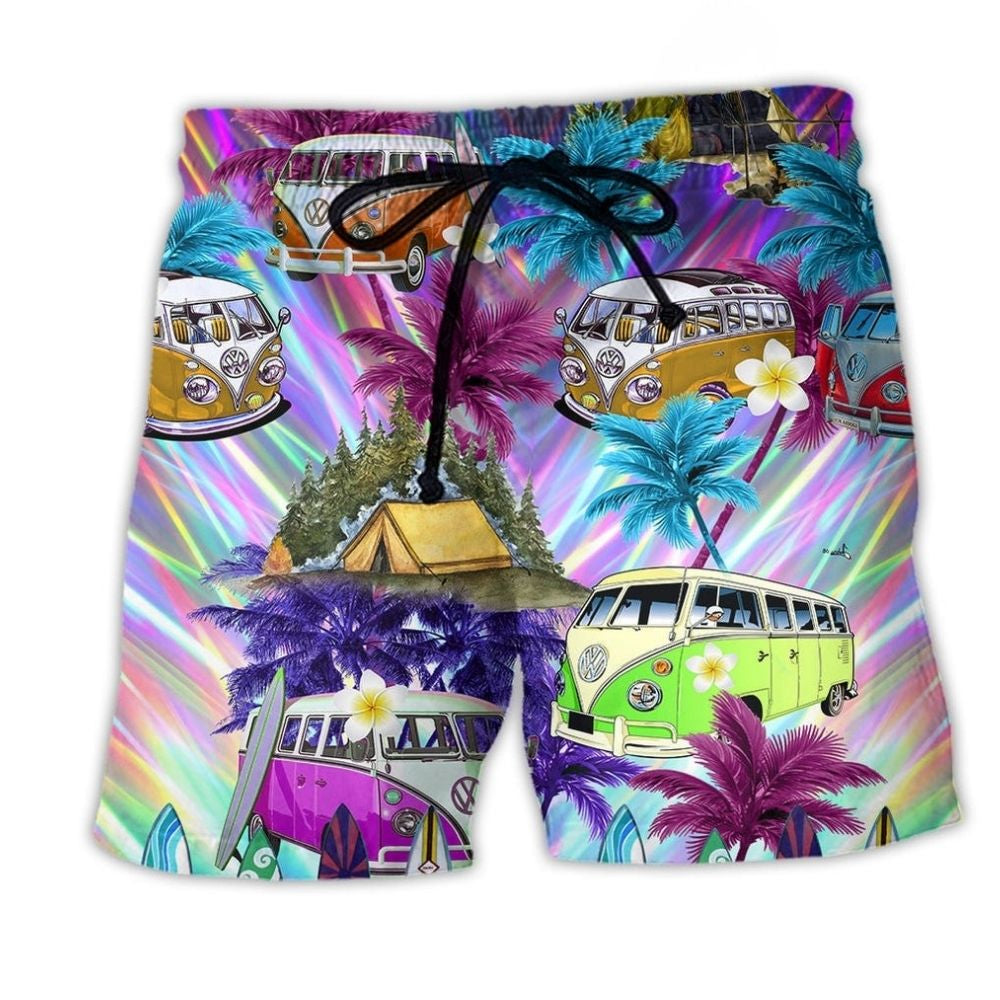 Hippie Van Tropical Coconut Travel Art – Beach Short