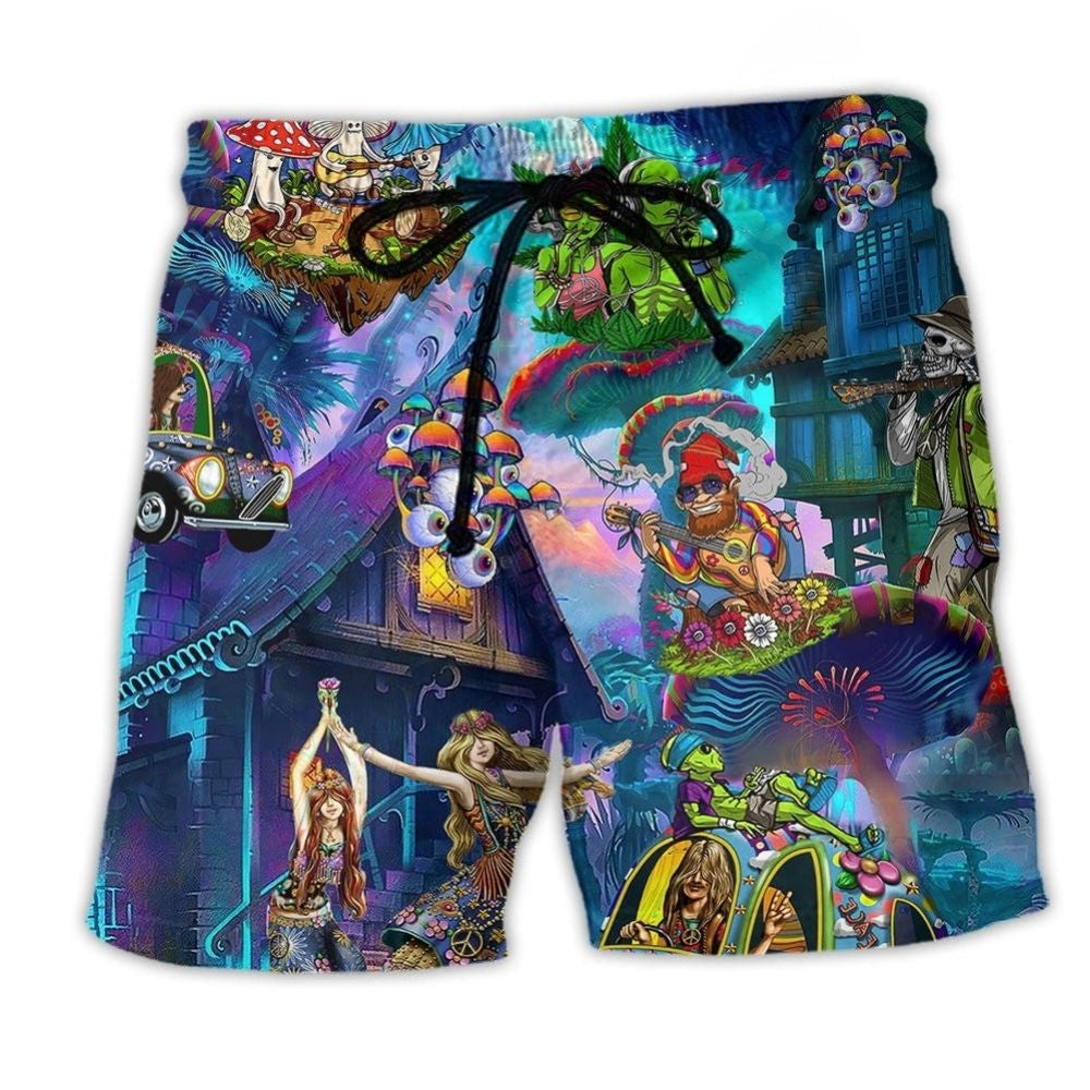 Hippie Alien Love Life Funny Art – Beach Short