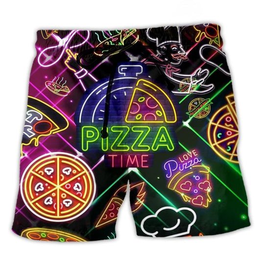 Pizza Time Fun Food Art – Beach Short