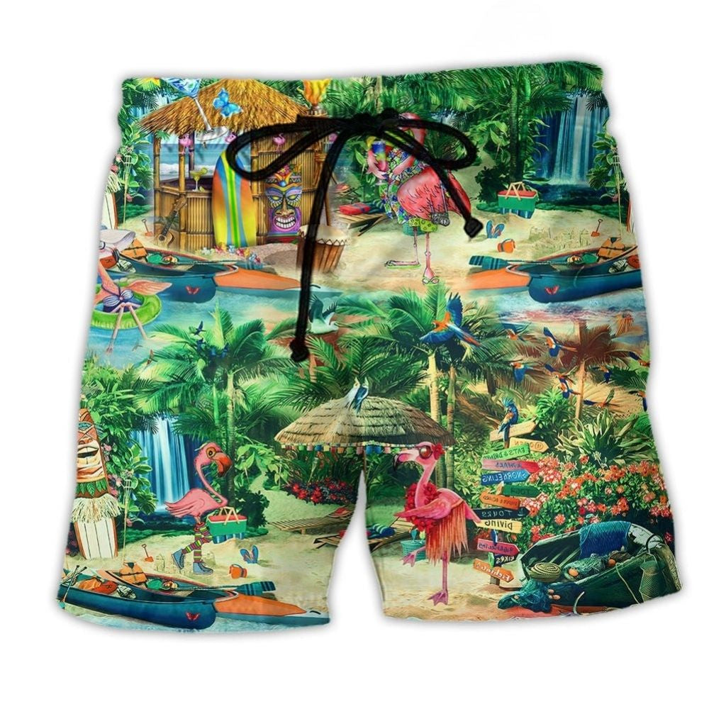 Flamingo Aloha Hi Life Summer Art – Beach Short