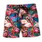 Colorful Flamingo Tropical Summer Art – Beach Short