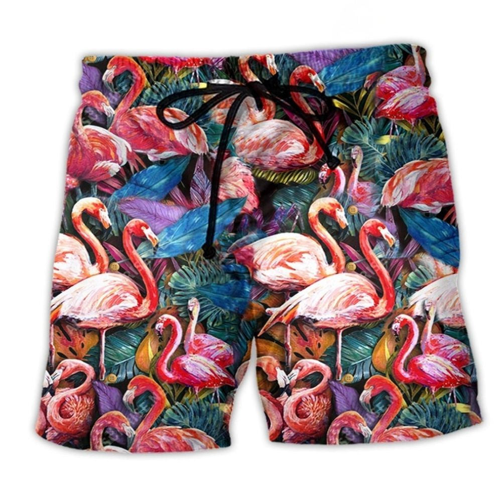 Colorful Flamingo Tropical Summer Art – Beach Short