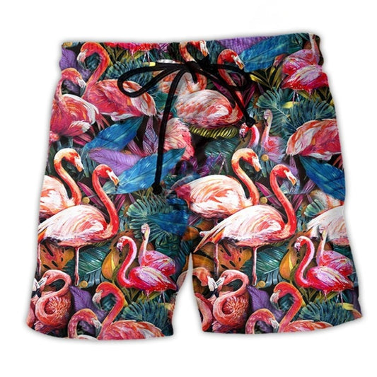 Colorful Flamingo Tropical Summer Art – Beach Short