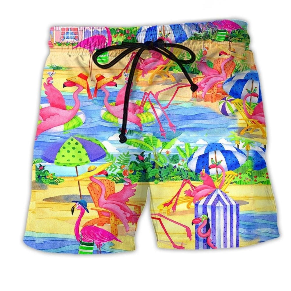 Flamingo Love Beach Summer Art – Beach Short