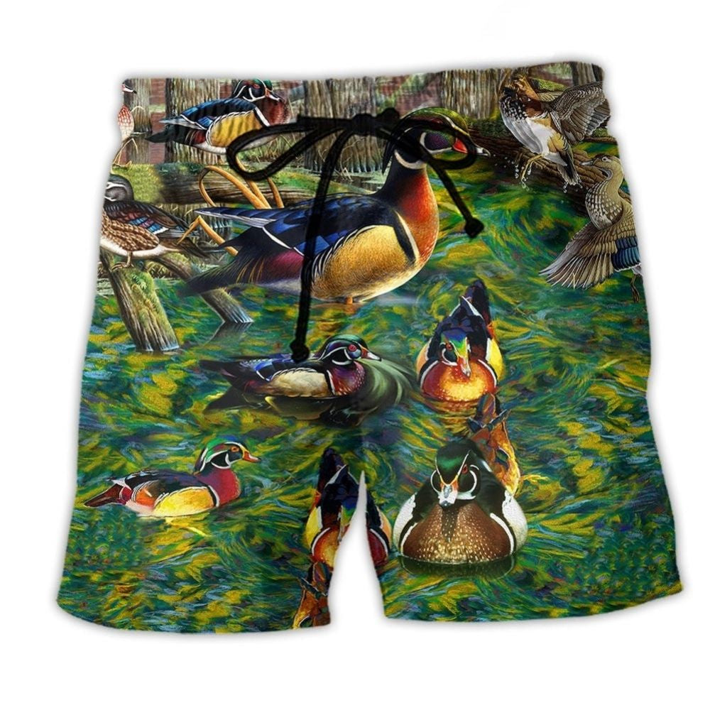 Funny Duck Welcome To The Duck Side Art – Beach Short