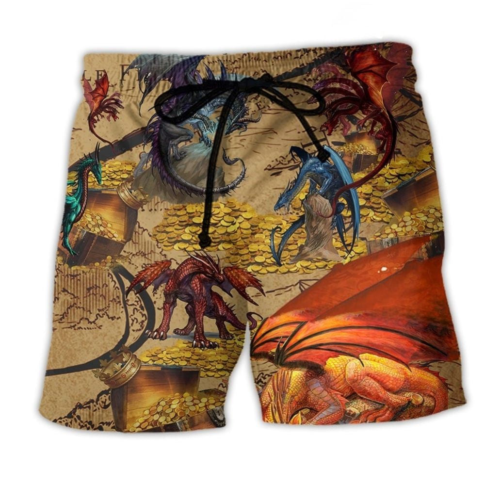 Golden Dragon Love Life Symbol Art – Beach Short