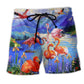 Flamingo Fly To Hawaii Floral Art – Beach Short