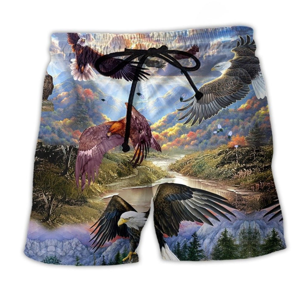 Eagle Spread Wings Freedom Sky Art – Beach Short