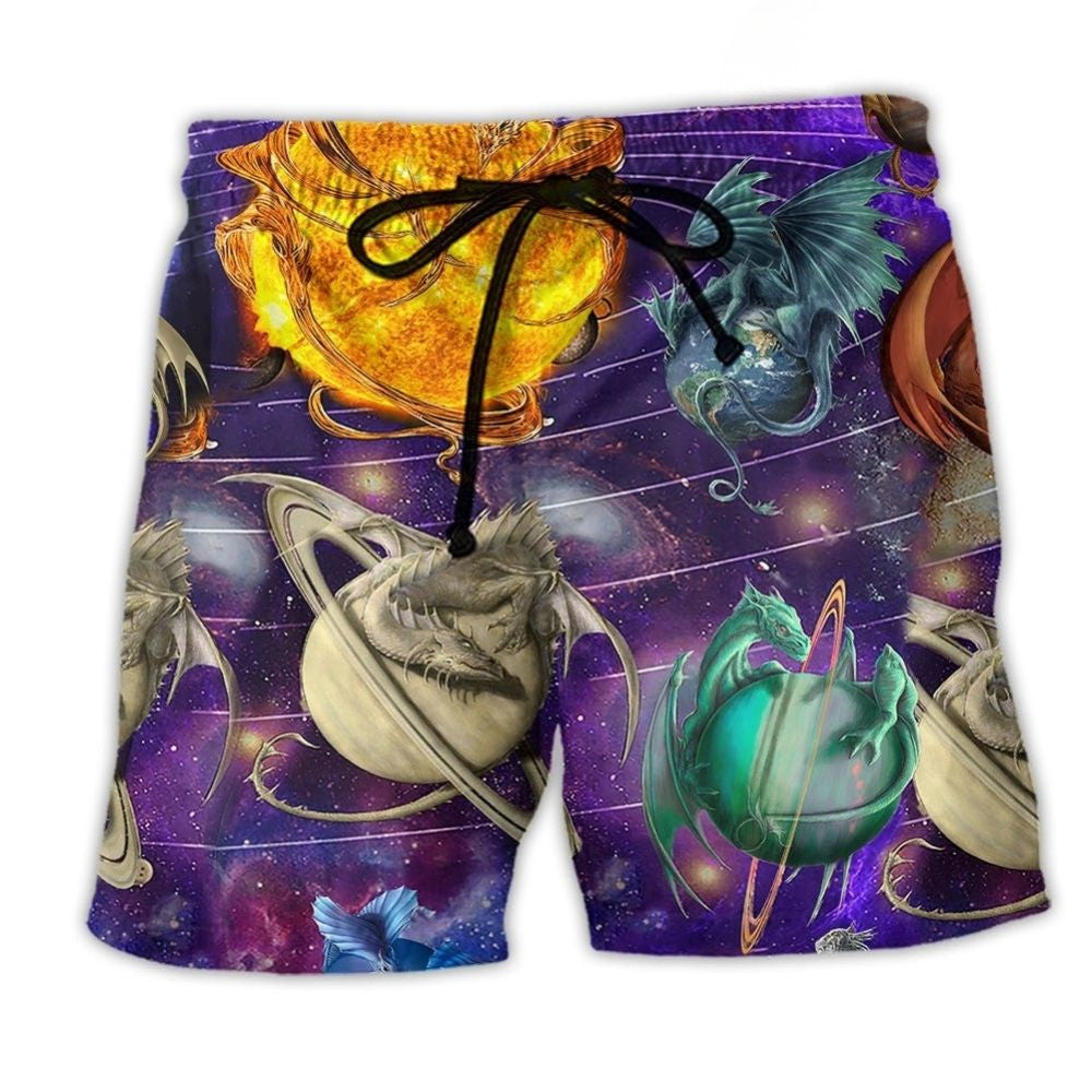 Dragon Galaxy Love Life Cosmic Art – Beach Short