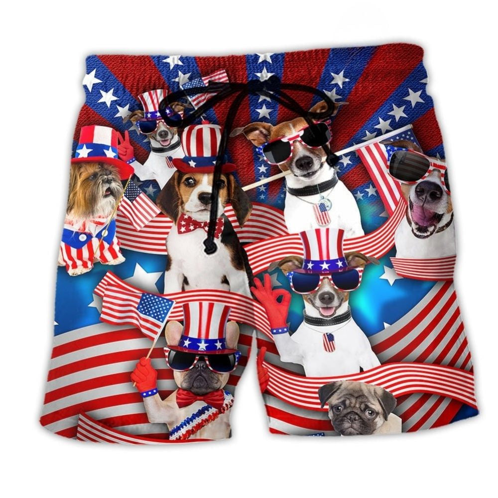 Patriotic Dog America Pride Art – Beach Short
