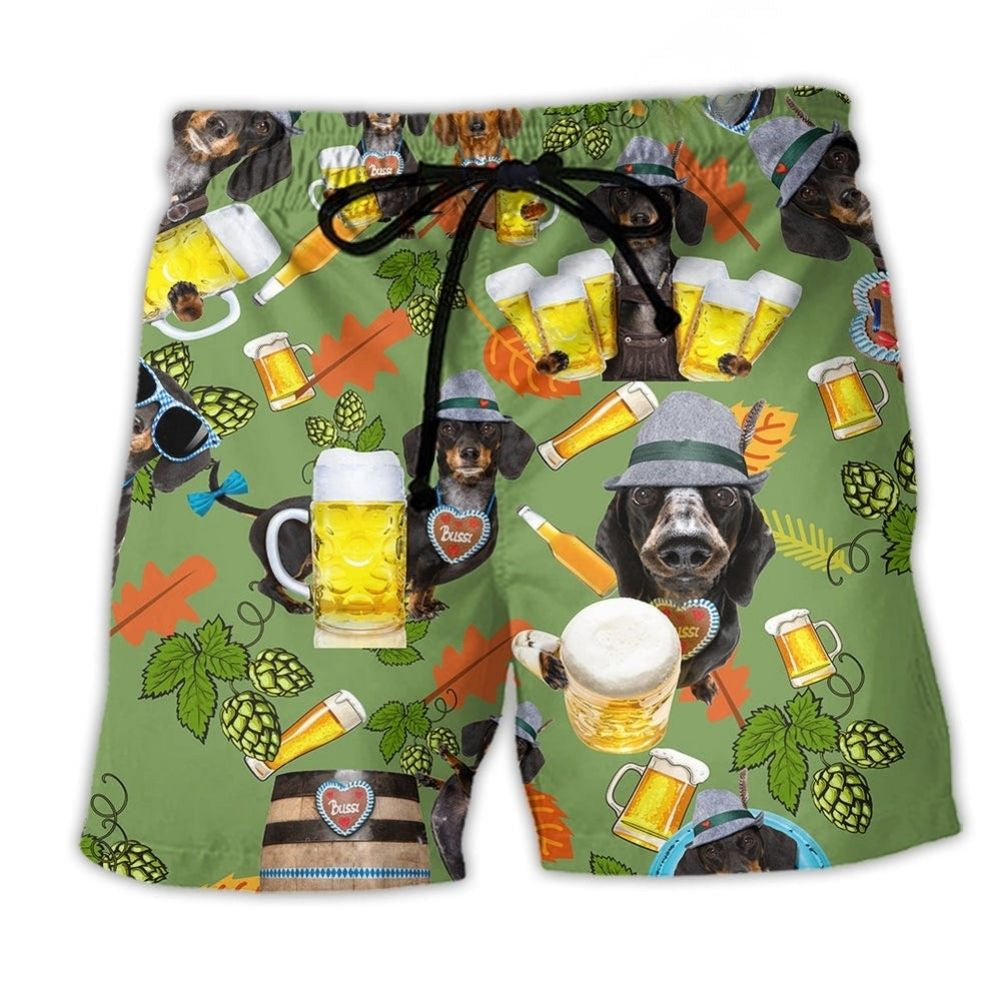 Dachshund Beer Lover Funny Art – Beach Short