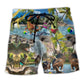 Dinosaur Love Swimming Beach Art – Beach Short