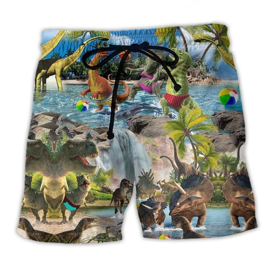 Dinosaur Love Swimming Beach Art – Beach Short