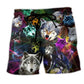 Brave Wolves Colorful Wildlife Art – Beach Short