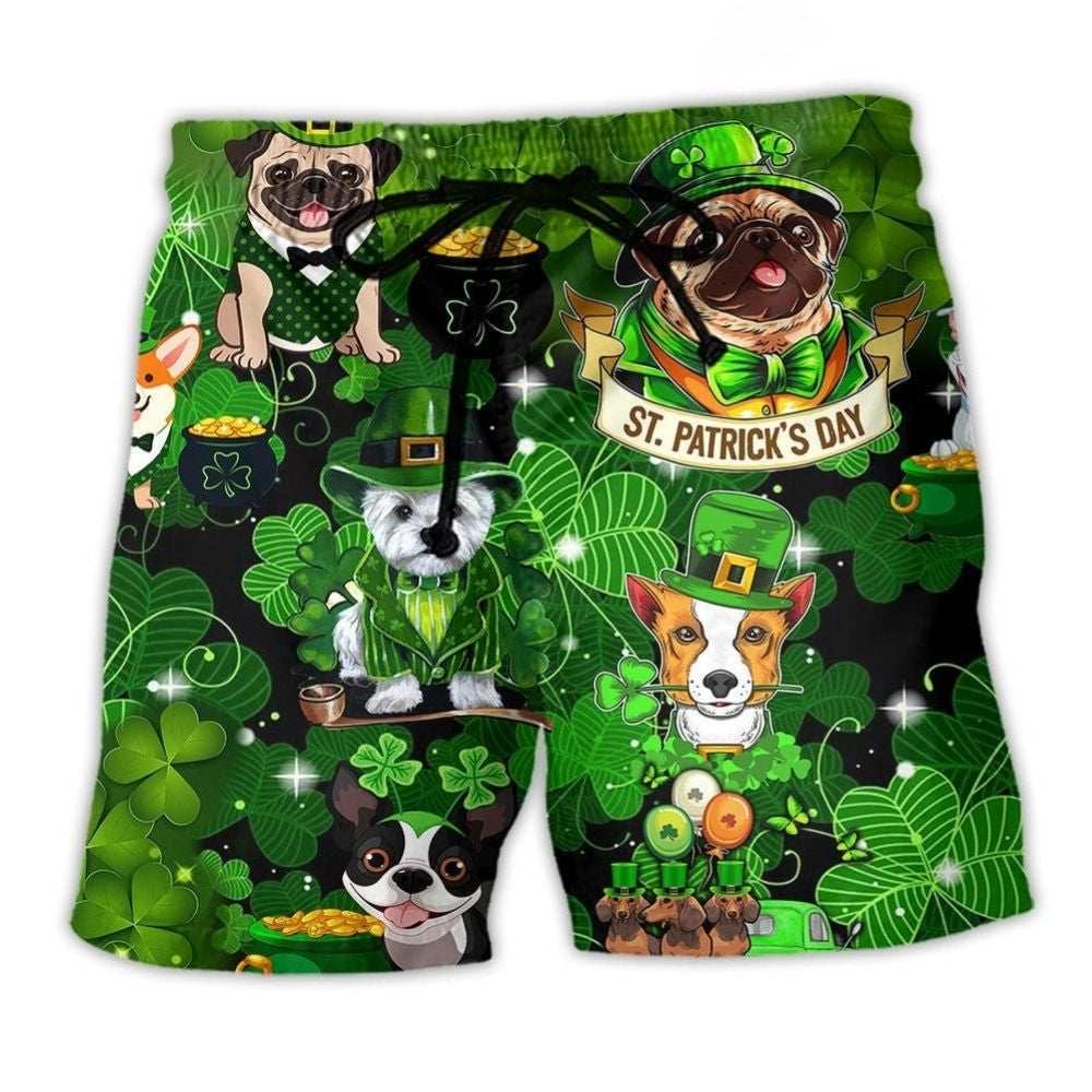 Irish Dogs Green Lucky Theme Art – Beach Short
