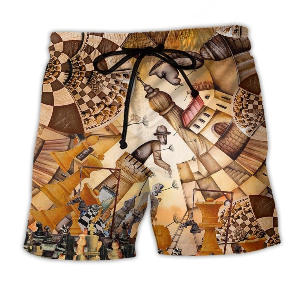 Chess Life Strategy Quote Art – Beach Short