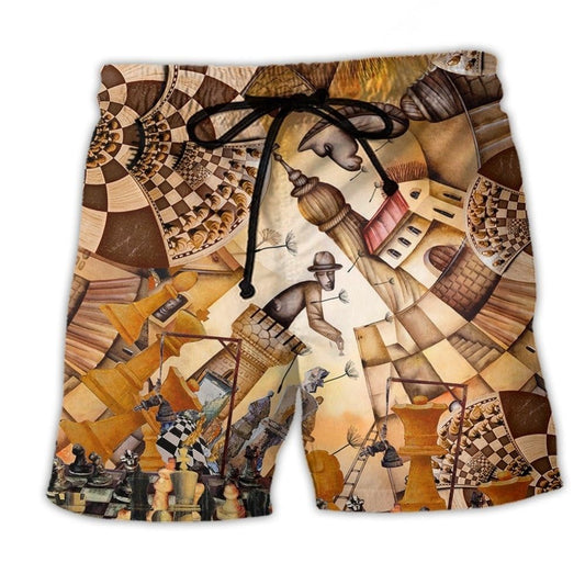 Chess Life Strategy Quote Art – Beach Short