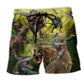Cute Green Dinosaur Love Art – Beach Short