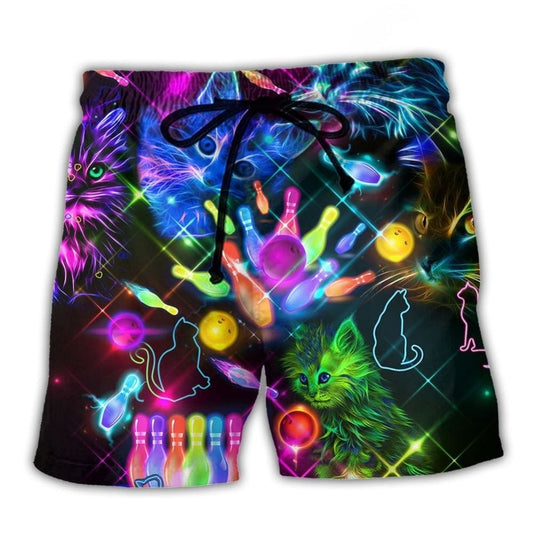 Bowling Cats With Friends Fun Art – Beach Short