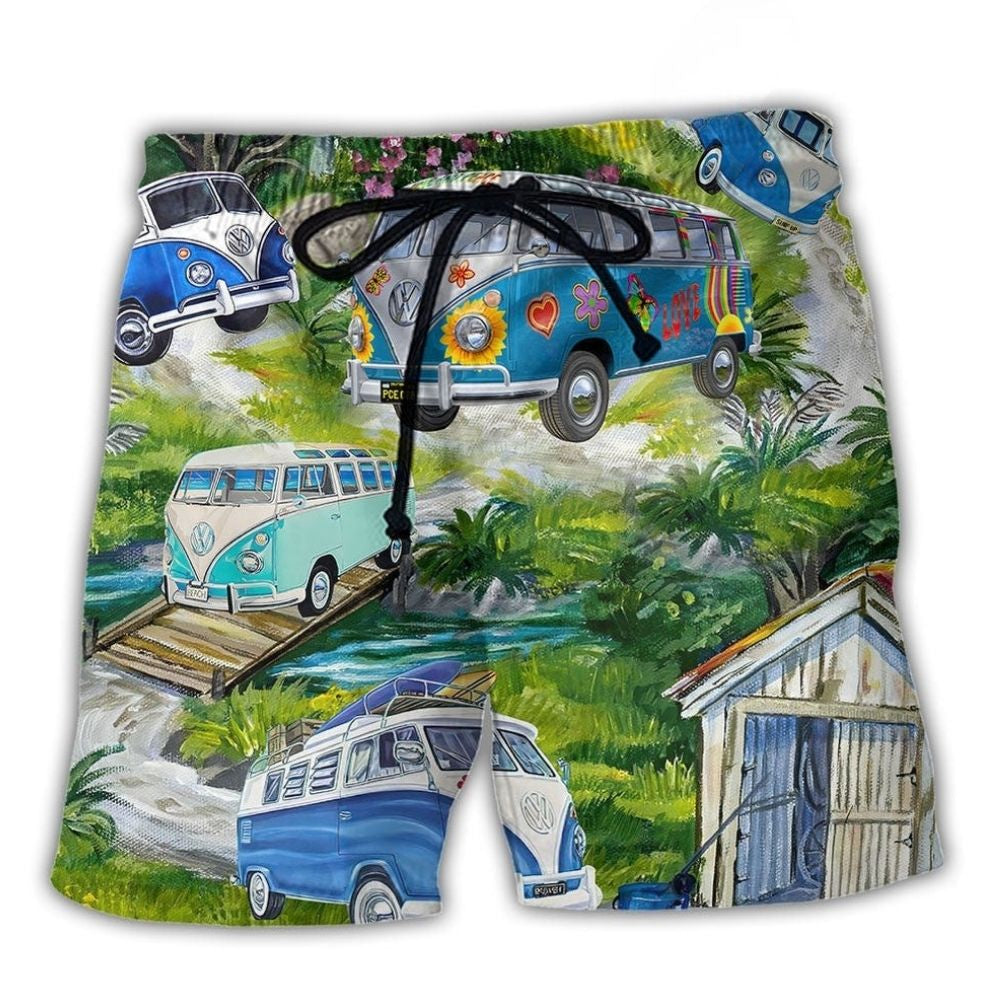 Camping Bus Outdoor Life Quote Art – Beach Short