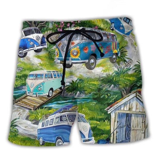 Camping Bus Outdoor Life Quote Art – Beach Short