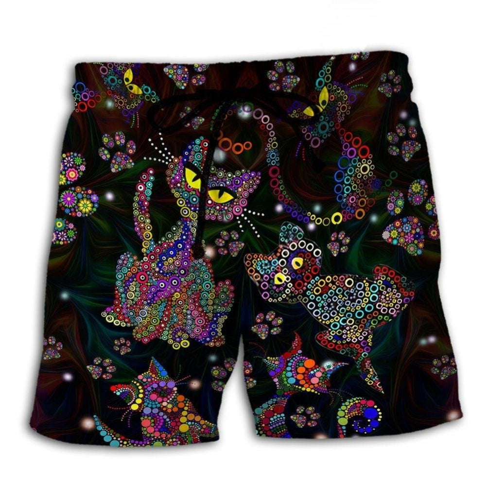 Colorful Cute Cat Art – Beach Short