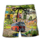 Funny Bus Driver Village Life Art – Beach Short