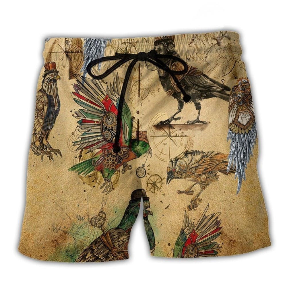 Birds Freedom Vintage Quote Art – Beach Short
