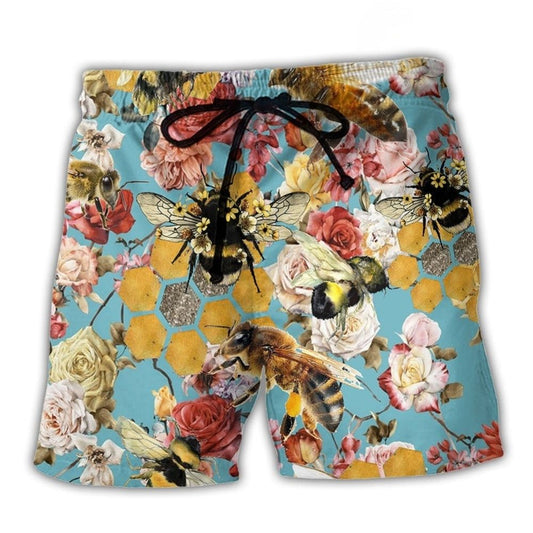 Bee And Roses Floral Art – Beach Short