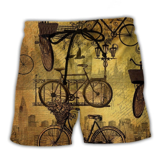 Bike Love Sunset Vintage Art – Beach Short