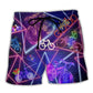 Neon Purple Bike Modern Art – Beach Short